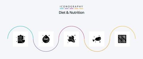 eetpatroon en voeding glyph 5 icoon pak inclusief . vitamine. gezond. eetpatroon. voedsel vector