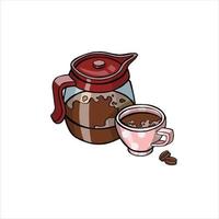 koffie pot en kop van koffie illustratie vector