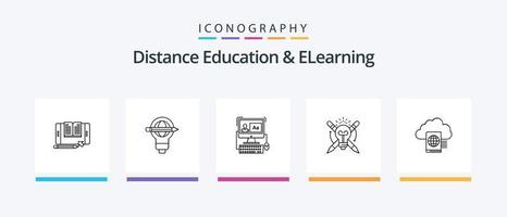 afstand onderwijs en elearning lijn 5 icoon pak inclusief doelwit. het dossier doelwit. instellingen. het dossier. focus. creatief pictogrammen ontwerp vector