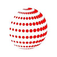 3d rood halftone wereldbol logo symbool vector. abstract aarde vorm voor de helft toon dots gebied icoon. vector