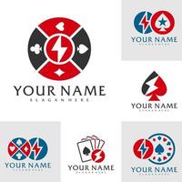 reeks van donder poker logo vector sjabloon, creatief poker logo ontwerp concepten