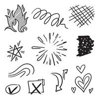 tekening element vector set, vuur, vuurwerk, pijl, wervelen, ster en enz, voor concept ontwerp