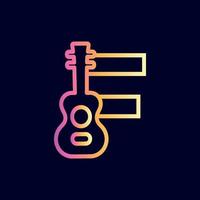 gitaar muziek- logo ontwerp merk brief f vector