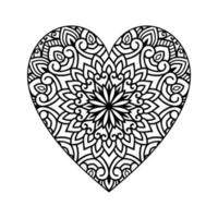 hart vormig mandala bloemen patroon voor kleur boek, hart met bloemen mandala patroon, hand- getrokken hart bloemen mandala tekening, hart mandala kleur bladzijde voor volwassen vector