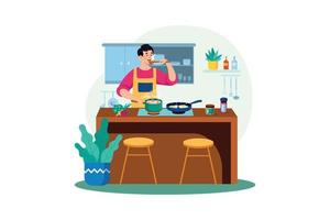 Koken en keuken illustratie concept. een vlak illustratie geïsoleerd Aan wit achtergrond vector