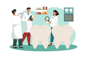 tandartsen bespreken tanden technieken in de kliniek. vector