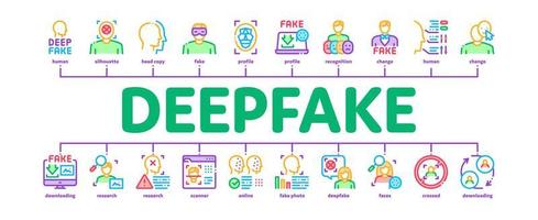deepfake gezicht nep minimaal infographic banier vector