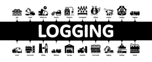 hout loggen industrie minimaal infographic banier vector