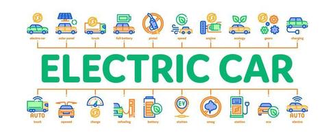 elektrisch auto vervoer minimaal infographic banier vector