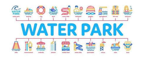 water park attractie minimaal infographic banier vector