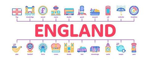 Engeland Verenigde koninkrijk minimaal infographic banier vector