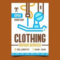 kleding reparatie onderhoud Promotie poster vector