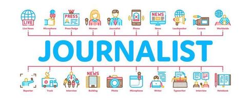 journalist verslaggever minimaal infographic banier vector