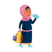 school- meisje drinken water van fles vector