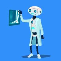 robot dokter onderzoekt röntgenstraal fotograaf van gebroken been vector. geïsoleerd illustratie vector