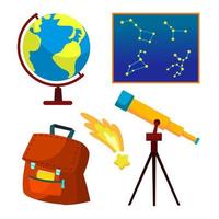 astronomie icoon vector. telescoop, sterrenhemel lucht, vallend ster, sterrenbeelden, universum. geïsoleerd vlak tekenfilm illustratie vector