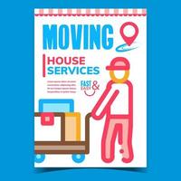 in beweging huis Diensten reclame poster vector
