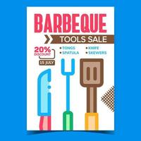 barbecue gereedschap uitverkoop creatief promo poster vector