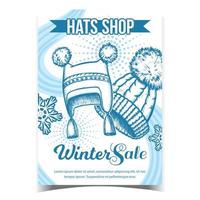 hoeden winkel winter uitverkoop reclame poster vector