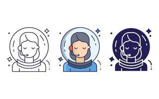 vrouw, vrouw astronaut icoon vector