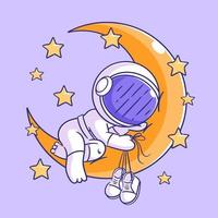 astronauten zijn Aan de maan en slapen vector