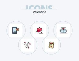 Valentijn lijn gevulde icoon pak 5 icoon ontwerp. paar. dag. roos. valentijnskaarten. Valentijn vector