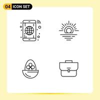 voorraad vector icoon pak van 4 lijn tekens en symbolen voor app Pasen telefoon weer voedsel bewerkbare vector ontwerp elementen