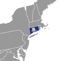 Connecticut staat kaart met vlag. vector illustratie.