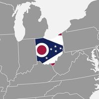 Ohio staat kaart met vlag. vector illustratie.