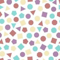 naadloos meetkundig patroon met veelkleurig vierkanten, driehoeken, cirkels, vijfhoeken, zeshoeken en zevenhoeken voor zakdoek en ansichtkaarten. vector