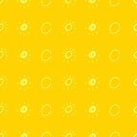 hand- getrokken zon. naadloos patroon van gemakkelijk schetsen van de zon. zonne- symbool. geel tekening geïsoleerd Aan geel achtergrond. vector illustratie.