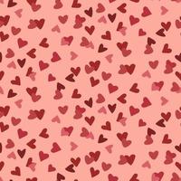 naadloos romantisch patroon met handgemaakt rood harten. kleurrijk tekening harten Aan een rood achtergrond. kant en klaar sjabloon voor ontwerp, ansichtkaarten, afdrukken, poster, partij, Valentijnsdag dag, wijnoogst textiel. vector