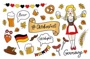 oktoberfeest bier festival, reeks van vector elementen in tekening stijl