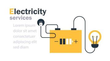 energie besparing concept, elektriciteit verbinding grafisch elementen. lignt lamp en plug vork, elektrisch Diensten en levering pictogrammen vector