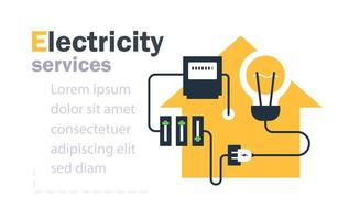 energie besparing concept, elektriciteit verbinding grafisch elementen. lignt lamp en plug vork, elektrisch Diensten en levering pictogrammen vector