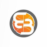 brief bb of 33 doopvont in omdraaien en basketbal beeld grafisch icoon logo ontwerp abstract concept vector voorraad. kan worden gebruikt net zo zakelijke identiteit verwant naar eerste of sport