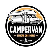 camper busje camper rv caravan logo embleem vector kunst geïsoleerd