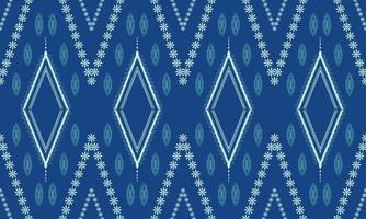 Afrikaanse etnisch textiel kleding stof patronen blauw achtergrond. tribal motief ikat geometrie kleding stof naadloos patroon wijnoogst retro stijl. Koninklijk luxueus overladen elegant oude abstract ornament afdrukken vector. vector