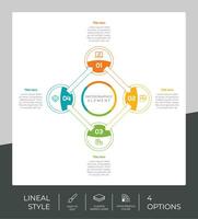 4 opties van lijn infographic vector ontwerp met cirkel voorwerp voor marketing. optie infographic kan worden gebruikt voor presentatie en bedrijf.