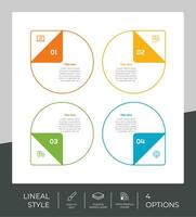 4 opties van lijn infographic vector ontwerp met cirkel voorwerp voor marketing. optie infographic kan worden gebruikt voor presentatie en bedrijf.