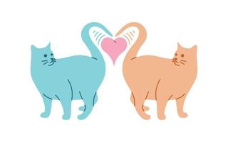 twee katten vallen in liefde vector ontwerp, lief katten ontworpen in kleurrijk en grappig stijl