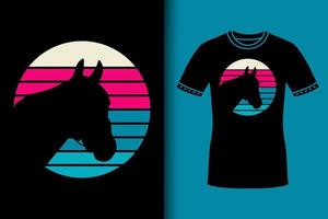 achtergrond met een silhouet van een paard hoofd in retro stijl vector