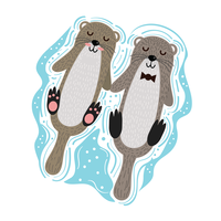 otters in love vector