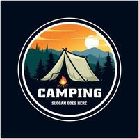 camping en avontuur illustratie logo vector insigne