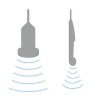 infographic van echografie sonde inclusief kromlijnig en transvaginale transducer voor verloskunde en gynaecologie. medisch uitrusting vector