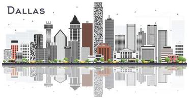 Dallas Texas stad horizon met grijs gebouwen en reflecties geïsoleerd Aan wit. vector