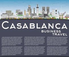 Casablanca Marokko stad horizon met kleur gebouwen, blauw lucht en kopiëren ruimte. vector