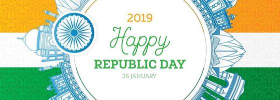 republiek dag in Indië. 26 januari en Indisch vlag vector