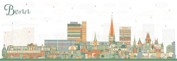 Bonn Duitsland stad horizon met kleur gebouwen. vector