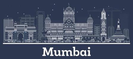 schets Mumbai Indië stad horizon met wit gebouwen. vector